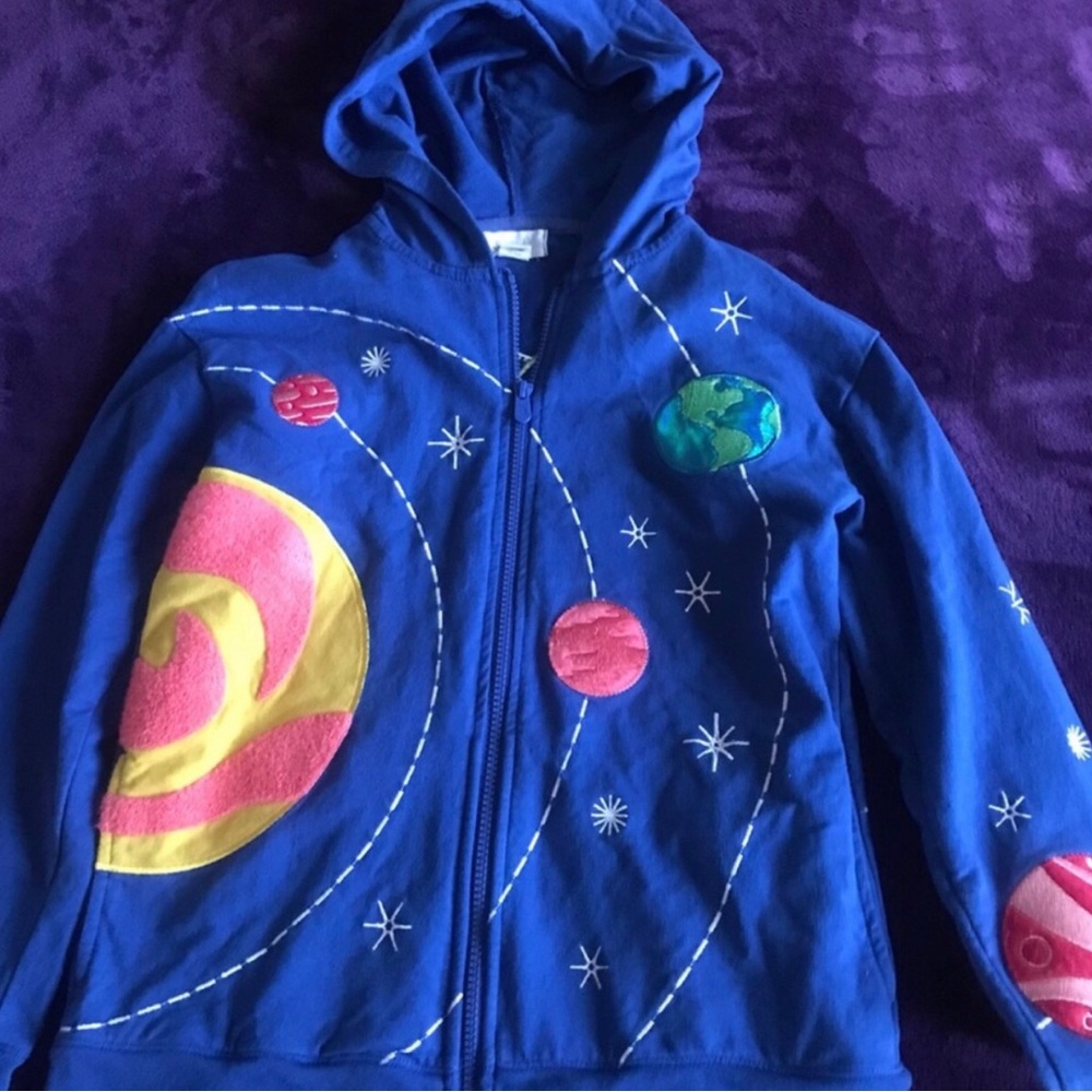 Kids Blue Space-Print Hoodie Jacket NWOT Size 12